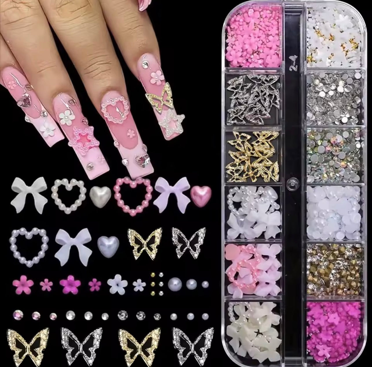 Sparkly Nail Art Accessories Set